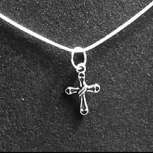 Blackened Out Dainty Cross  .925 Sterling Silver